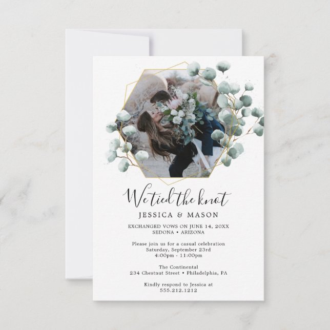 Invitation Eucalyptus Nous avons lié le nœud Annonce de fuite (Devant)