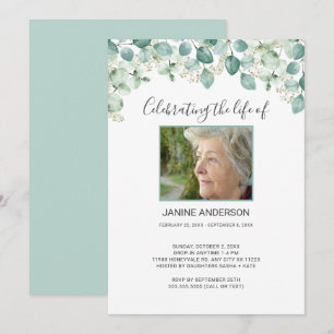 Invitation Eucalyptus Photo de célébration de la vie Invitati