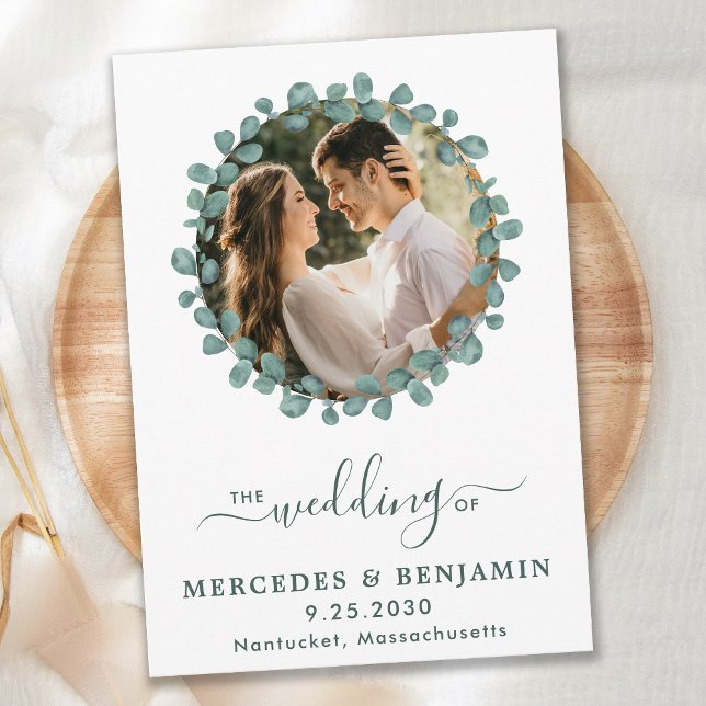 Invitation Eucalyptus Photo Greenery QR Code Mariage (Créateur téléchargé)