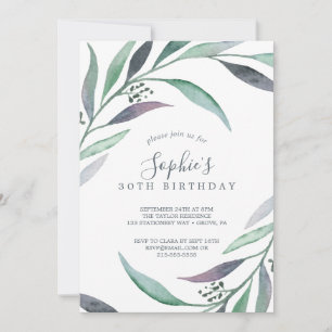 Invitation Eucalyptus pourpre et vert 30e anniversaire