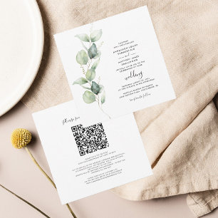Invitation Eucalyptus QR Code Tout en un Mariage botanique