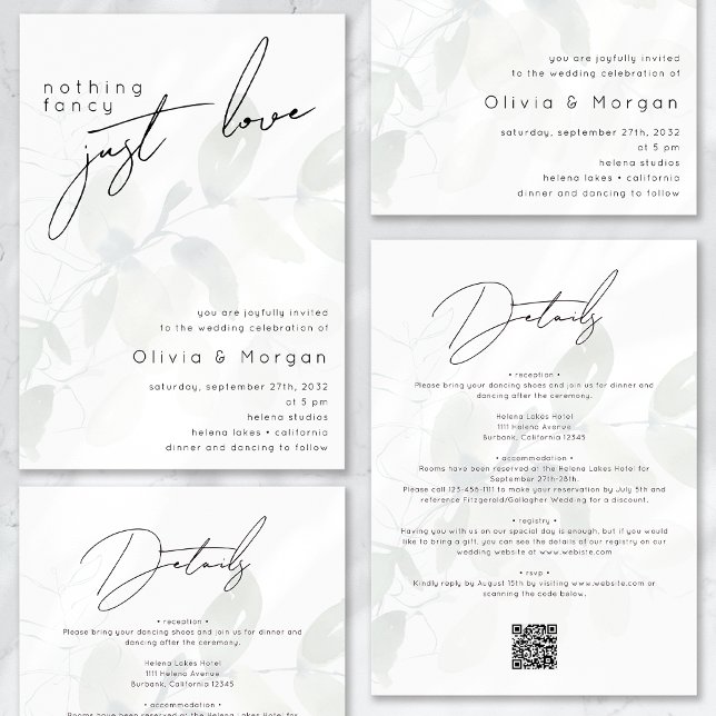 Invitation Eucalyptus Rien De Fancy Just Love Script Mariage (Créateur téléchargé)