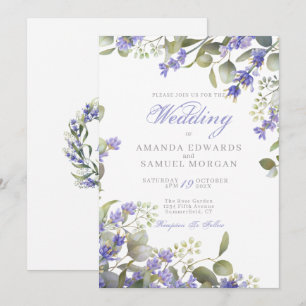 Invitation Eucalyptus romantique et Mariage de lavande