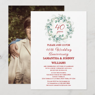 Invitation Eucalyptus Ruby 40ème anniversaire de Mariage Phot
