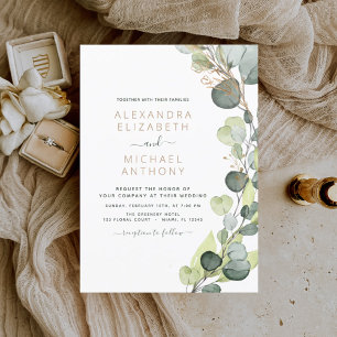 Invitation Eucalyptus Rustic Botanical Greenery Mariage