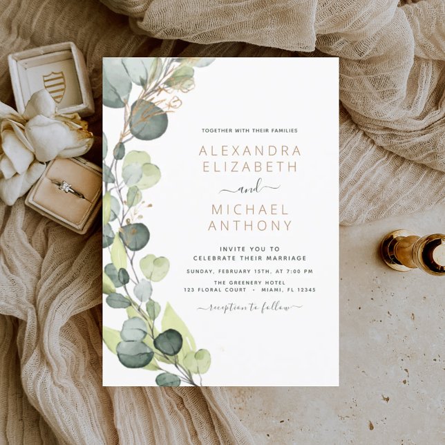 Invitation Eucalyptus Rustic Botanical Greenery Mariage (Créateur téléchargé)