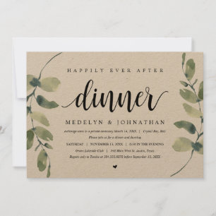Invitation Eucalyptus Rustique, Dîner Mariage Elopement Invit