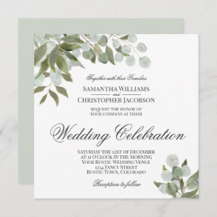 Invitation Eucalyptus rustique et Mariage vert