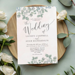 Invitation Eucalyptus rustique Mariage d'aquarelle vert et co