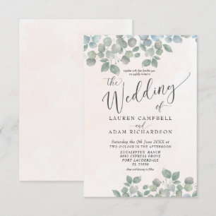 Invitation Eucalyptus rustique Mariage d'aquarelle vert et co