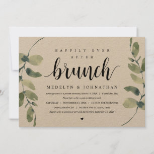 Invitation Eucalyptus rustique, Mariage Elopement Célébration