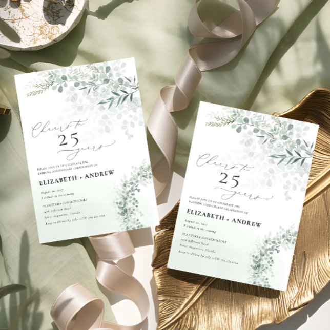 Invitation Eucalyptus Sage Botanique Chaque année Anniversair (Créateur téléchargé)