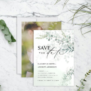 Invitation Eucalyptus Sage Botanique Enregistrer la date Phot