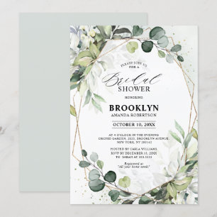 Invitation Eucalyptus Sage Greenery Fête des mariées géométri