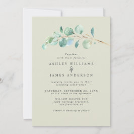 Invitation Eucalyptus simple Mariage vert Pastel Inv.