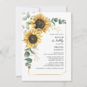 Invitation Eucalyptus Tournesol Floral Végétal Brunche Bulles