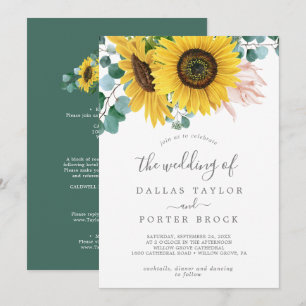 Invitation Eucalyptus Tournesol Rustique Tout en un Mariage