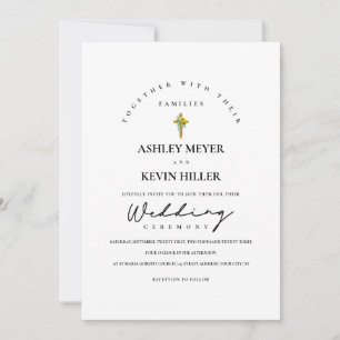 Invitation Eucalyptus & Tournesols Mariage de croix en bois