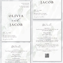 Invitation Eucalyptus tout en un code QR Mariage