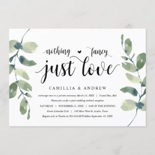Invitation Eucalyptus verdoyant, Encre noire, Elopement Maria