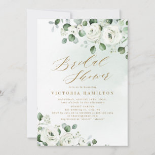 Invitation Eucalyptus verdure blanc fleuri nuptiale douche