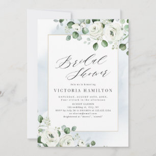 Invitation Eucalyptus verdure blanc fleuri nuptiale douche