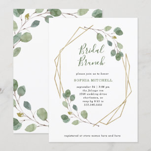 Invitation Eucalyptus verdure Brunch nuptial géométrique
