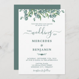 Invitation Eucalyptus Verdure Élégant Mariage Sage