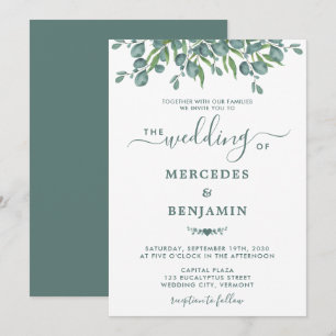Invitation Eucalyptus Verdure Élégant Mariage Sage