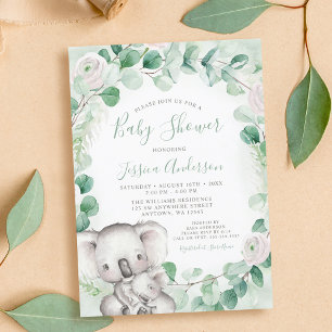 Invitation Eucalyptus verdure Floral Baby shower Koala