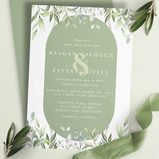 Invitation Eucalyptus Verdure Mariage Aquarelle moderne (Créateur téléchargé)