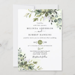 Invitation Eucalyptus Verdure Mariage succulent