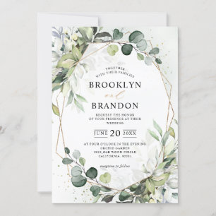 Invitation Eucalyptus Verdure Moderne Mariage géométrique Inv