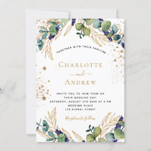 Invitation Eucalyptus verdure or parties scintillant mariage 
