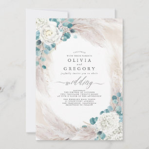 Invitation Eucalyptus Verdure Pampas Grass Mariage exotique