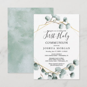 Invitation Eucalyptus Verdure Première Sainte Communion Invit