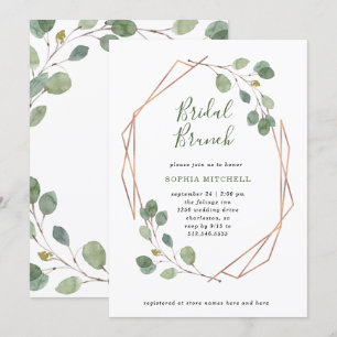 Invitation Eucalyptus verdure Rose Gold Geo Bridal Brunch