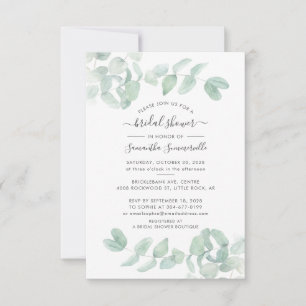 Invitation Eucalyptus Verdure Script Fête des mariées botaniq