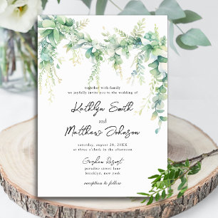 Invitation Eucalyptus Verdure Script Jardin moderne Mariage