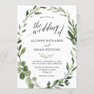 Invitation Eucalyptus verdure simple mariage élégant