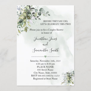 Invitation Eucalyptus verdure succulent couples douche