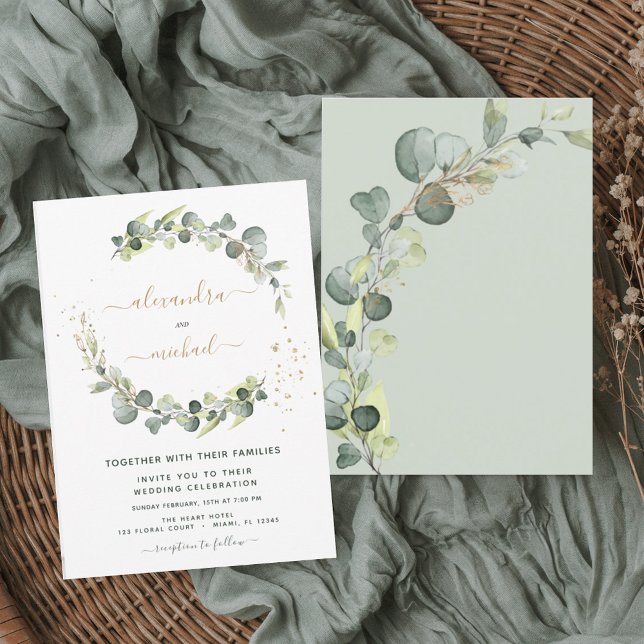 Invitation Eucalyptus Verdure Succulent Mariage élégant (Créateur téléchargé)