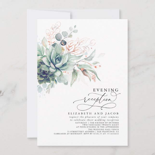 Invitation Eucalyptus Verdure Succulents Soirée Réception I (Devant)