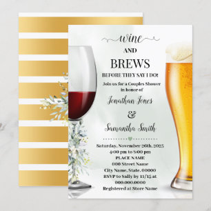 Invitation Eucalyptus Verdure Vin et brasse Couples Douche
