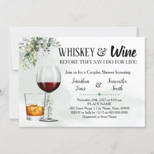 Invitation Eucalyptus verdure whiskey & vin couples douche
