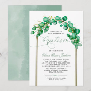 Invitation Eucalyptus Vert Arc Baptême