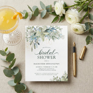 Invitation Eucalyptus Vert Bleu Douche nuptiale