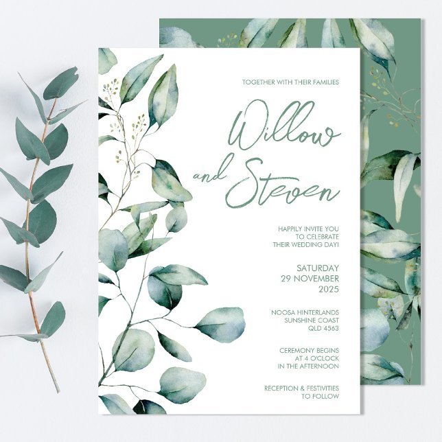 Invitation Eucalyptus Vert Mariage botanique rustique (Créateur téléchargé)
