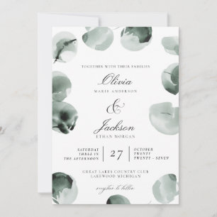 Invitation Eucalyptus Vert Muet Écrit Mariage moderne