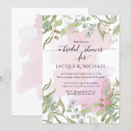 Invitation Eucalyptus vert nuptiale moderne couleur d'eau viv